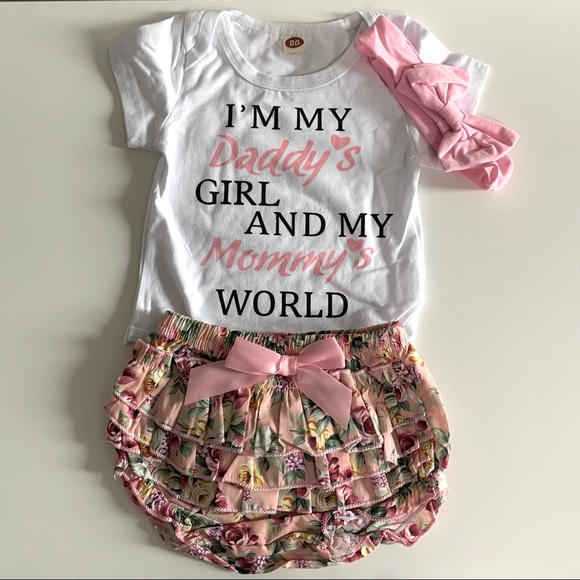 🌱2 for $15🌱Ruffle shorts, onesie, & headband set - Picture 1 of 7